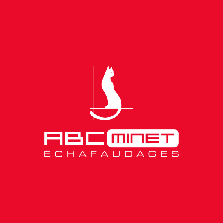 ABC Minet Logo Vertical (Mono) Monochrome Blanc Fond Rouge